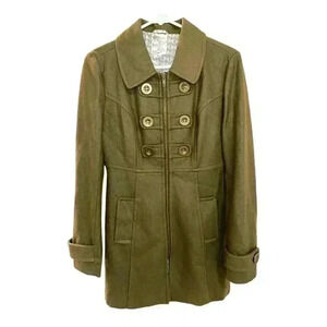 Anthropologie Tulle Wool Blend Long Pea Coat Size M, Pre-Owned